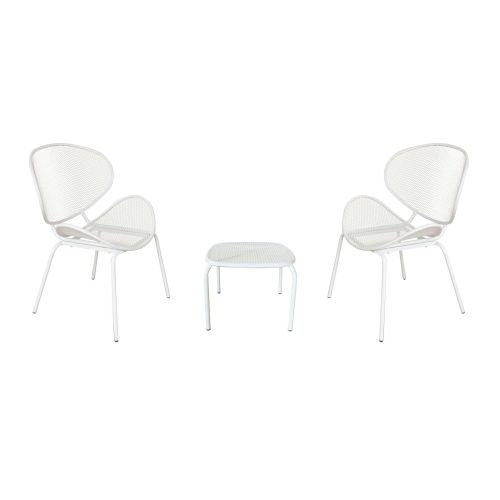 MIDDLE - set tavolo in metallo cm 41 x 41 x 43,5 h con 2 poltrone Herman