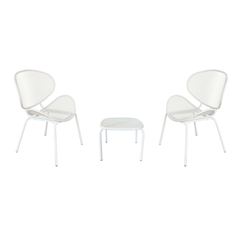 MIDDLE - set tavolo in metallo cm 41 x 41 x 43,5 h con 2 poltrone Herman