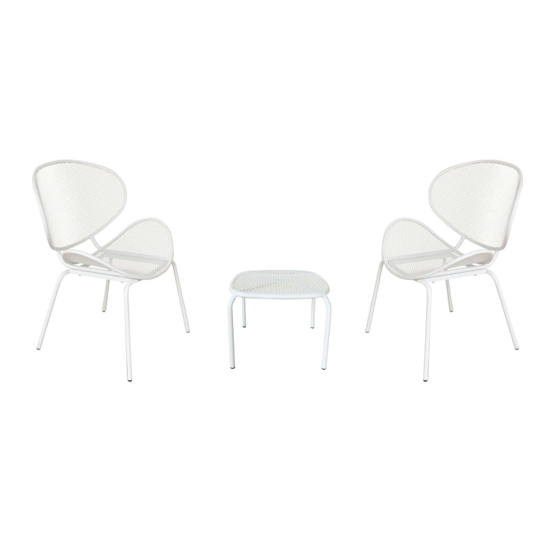 MIDDLE - set tavolo in metallo cm 41 x 41 x 43,5 h con 2 poltrone Herman