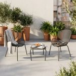 MIDDLE - set tavolo in metallo cm 41 x 41 x 43,5 h con 2 poltrone Herman