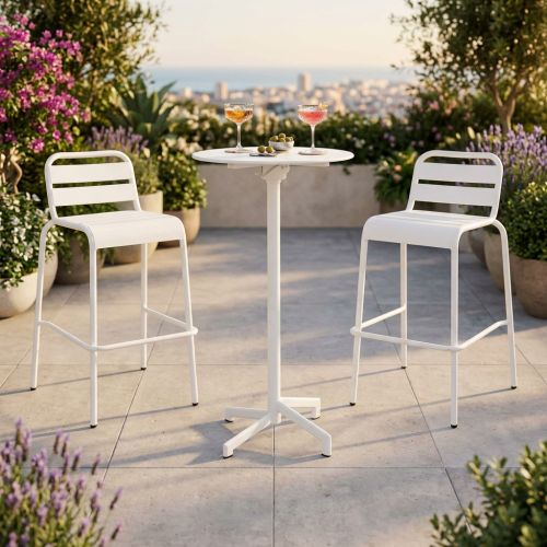 OPERA - set tavolo in metallo cm Ø 60 x 102 h con 2 sgabelle Opera