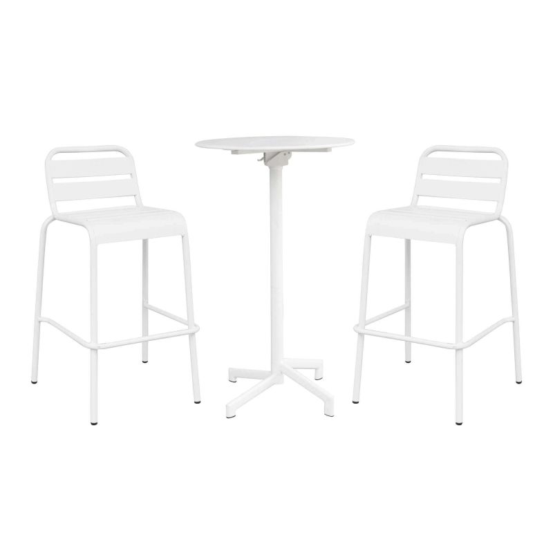 OPERA - set tavolo in metallo cm Ø 60 x 102 h con 2 sgabelle Opera