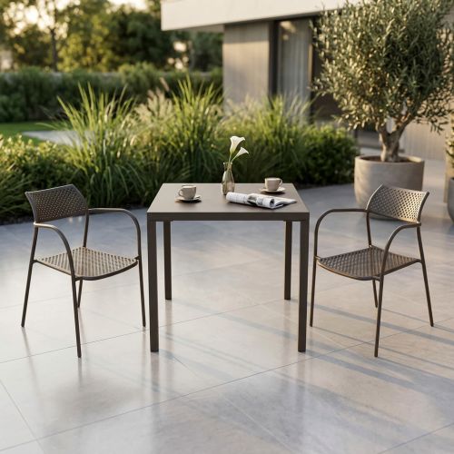 INDEX - set tavolo in metallo cm 80 x 80 x 73h con 2 poltrone Aviim