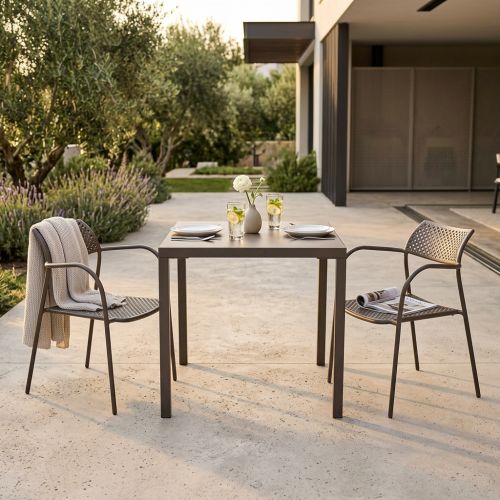 INDEX - set tavolo in metallo cm 80 x 80 x 73h con 2 poltrone Aviim