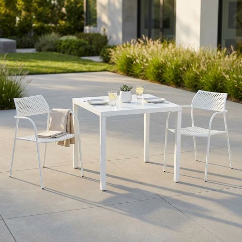 INDEX - set tavolo in metallo cm 80 x 80 x 73h con 2 poltrone Aviim