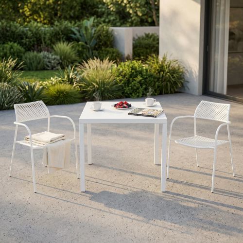 INDEX - set tavolo in metallo cm 80 x 80 x 73h con 2 poltrone Aviim