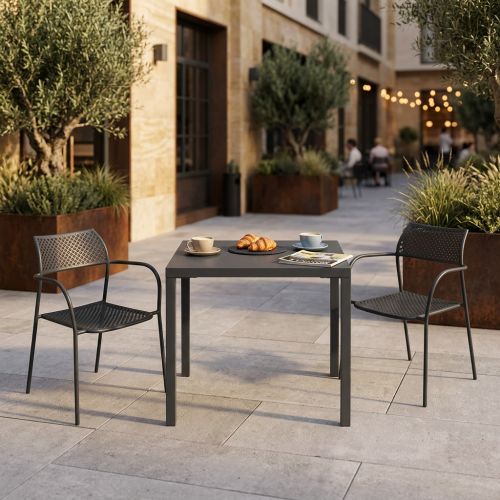 INDEX - set tavolo in metallo cm 80 x 80 x 73h con 2 poltrone Aviim