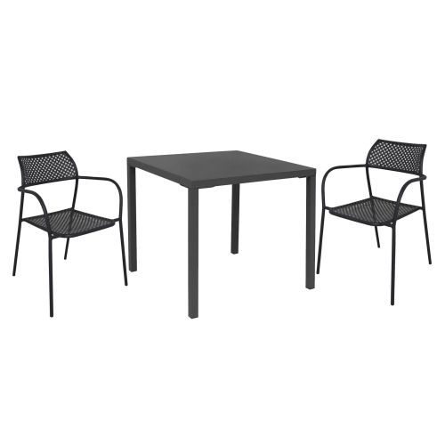 INDEX - set tavolo in metallo cm 80 x 80 x 73h con 2 poltrone Aviim