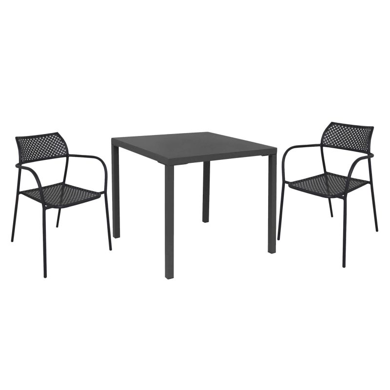 INDEX - set tavolo in metallo cm 80 x 80 x 73h con 2 poltrone Aviim