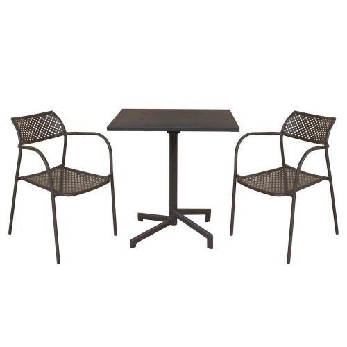 OPERA - set tavolo in metallo cm 70 x 70 x 73 h con 2 poltrone Aviim