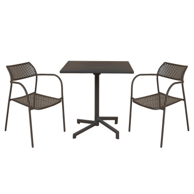 OPERA - set tavolo in metallo cm 70 x 70 x 73 h con 2 poltrone Aviim