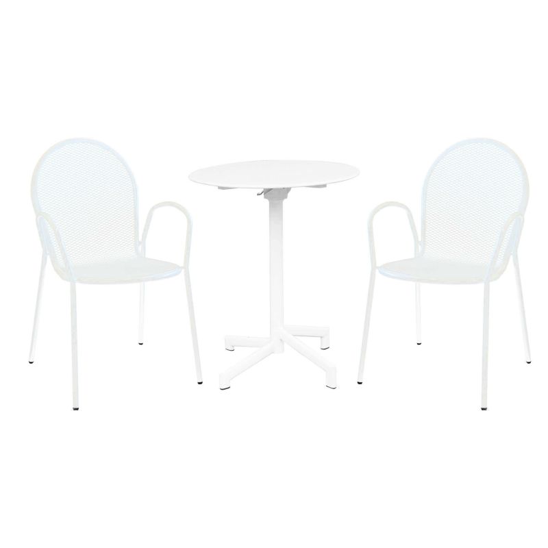 OPERA - set tavolo in metallo cm Ø 60 x 74 h con 2 poltrone Maris