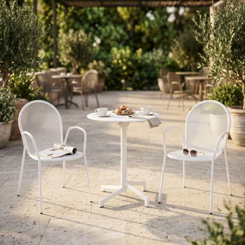 OPERA - set tavolo in metallo cm Ø 60 x 74 h con 2 poltrone Maris