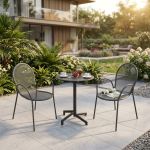 OPERA - set tavolo in metallo cm Ø 60 x 74 h con 2 poltrone Maris