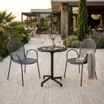 OPERA - set tavolo in metallo cm Ø 60 x 74 h con 2 poltrone Maris