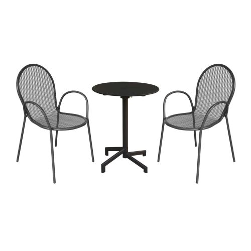 OPERA - set tavolo in metallo cm Ø 60 x 74 h con 2 poltrone Maris