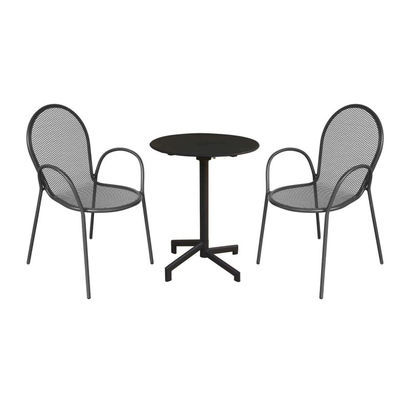 OPERA - set tavolo in metallo cm Ø 60 x 74 h con 2 poltrone Maris