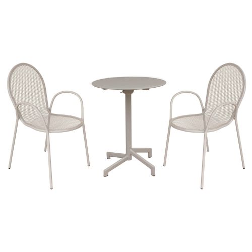 OPERA - set tavolo in metallo cm Ø 60 x 74 h con 2 poltrone Maris