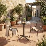 OPERA - set tavolo in metallo cm Ø 60 x 74 h con 2 poltrone Maris