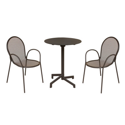 OPERA - set tavolo in metallo cm Ø 60 x 74 h con 2 poltrone Maris