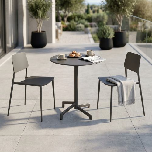 OPERA - set tavolo in metallo cm Ø 60 x 74 h con 2 sedie Viper