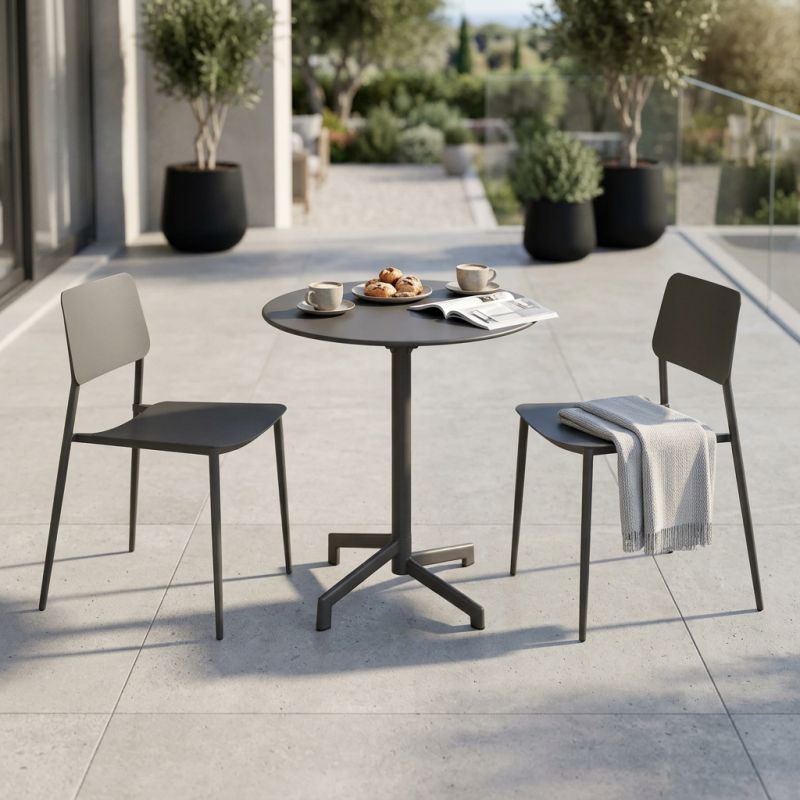 OPERA - set tavolo in metallo cm Ø 60 x 74 h con 2 sedie Viper