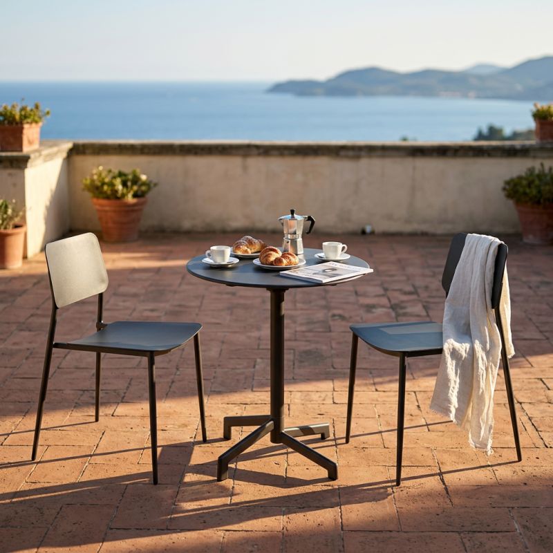 OPERA - set tavolo in metallo cm Ø 60 x 74 h con 2 sedie Viper