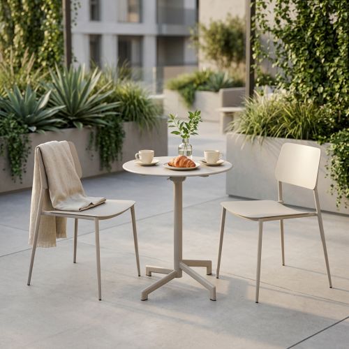 OPERA - set tavolo in metallo cm Ø 60 x 74 h con 2 sedie Viper