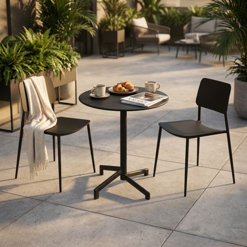 OPERA - set tavolo in metallo cm Ø 60 x 74 h con 2 sedie Viper