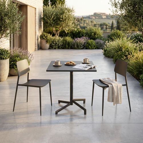 OPERA - set tavolo in metallo cm 70 x 70 x 73 h con 2 sedie Viper