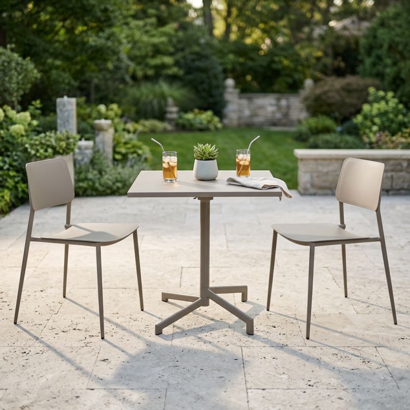 OPERA - set tavolo in metallo cm 70 x 70 x 73 h con 2 sedie Viper