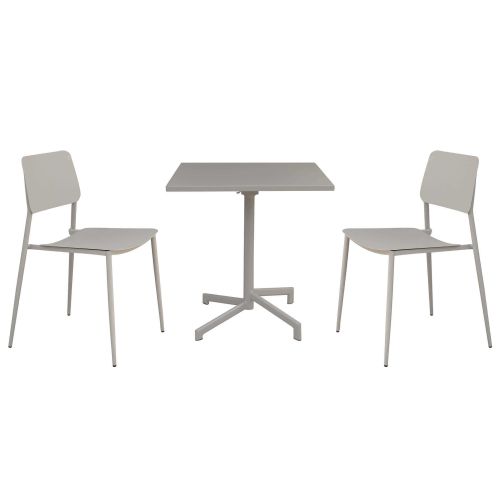 OPERA - set tavolo in metallo cm 70 x 70 x 73 h con 2 sedie Viper