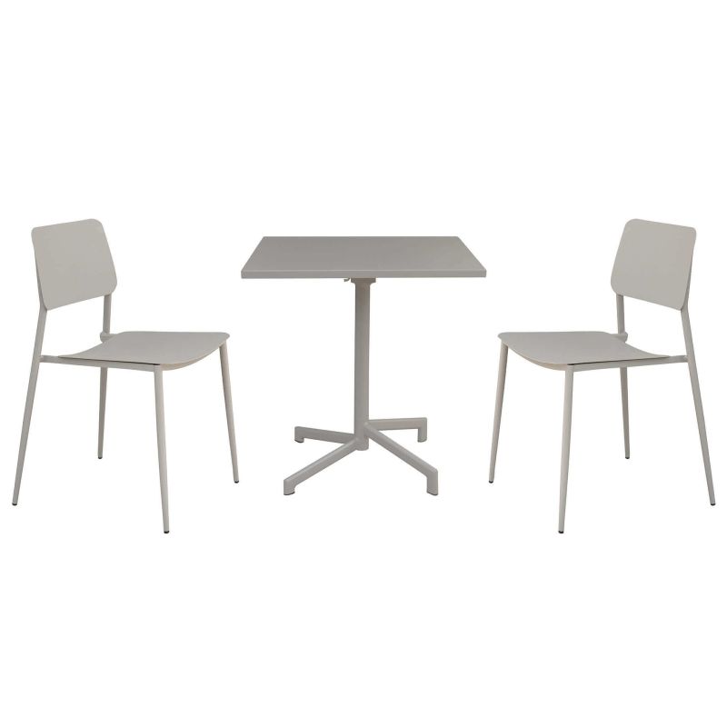 OPERA - set tavolo in metallo cm 70 x 70 x 73 h con 2 sedie Viper