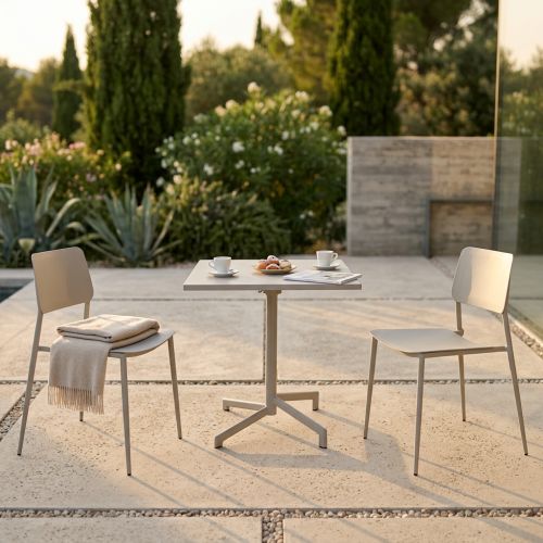 OPERA - set tavolo in metallo cm 70 x 70 x 73 h con 2 sedie Viper