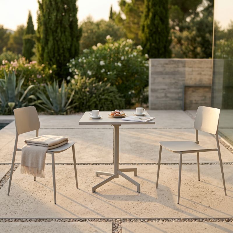 OPERA - set tavolo in metallo cm 70 x 70 x 73 h con 2 sedie Viper