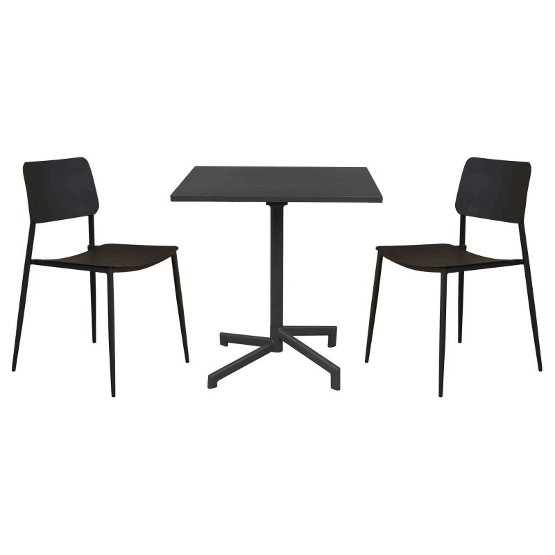 OPERA - set tavolo in metallo cm 70 x 70 x 73 h con 2 sedie Viper