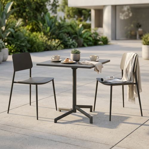 OPERA - set tavolo in metallo cm 70 x 70 x 73 h con 2 sedie Viper