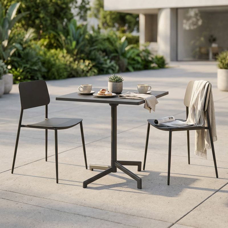 OPERA - set tavolo in metallo cm 70 x 70 x 73 h con 2 sedie Viper