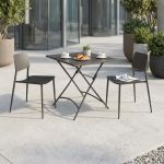 ROMANUS - set tavolo in metallo cm 70 x 70 x 72 h con 2 sedie Viper