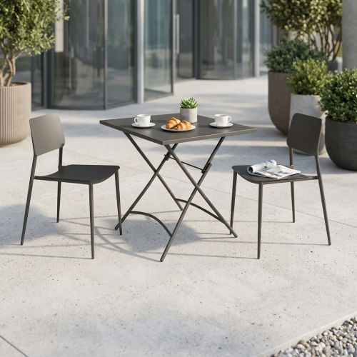 ROMANUS - set tavolo in metallo cm 70 x 70 x 72 h con 2 sedie Viper