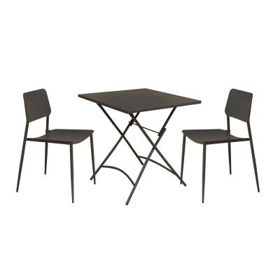 ROMANUS - set tavolo in metallo cm 70 x 70 x 72 h con 2 sedie Viper