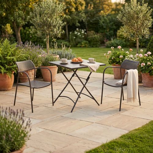 ROMANUS - set tavolo in metallo cm 70 x 70 x 72 h con 2 poltrone Aviim