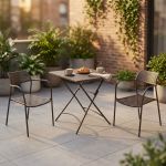 ROMANUS - set tavolo in metallo cm 70 x 70 x 72 h con 2 poltrone Aviim