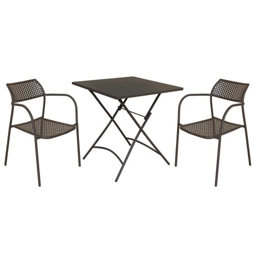 ROMANUS - set tavolo in metallo cm 70 x 70 x 72 h con 2 poltrone Aviim