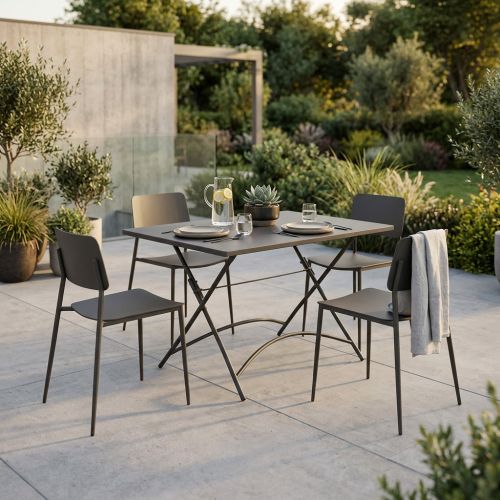 ROMANUS - set tavolo in metallo cm 110 x 70 x 72 h con 4 sedie Viper