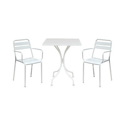 ROMANUS - set tavolo in metallo cm 60 x 60 x 72 h con 2 poltrone Romanus