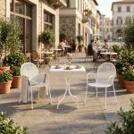 ROMANUS - set tavolo in metallo cm 60 x 60 x 72 h con 2 poltrone Maris