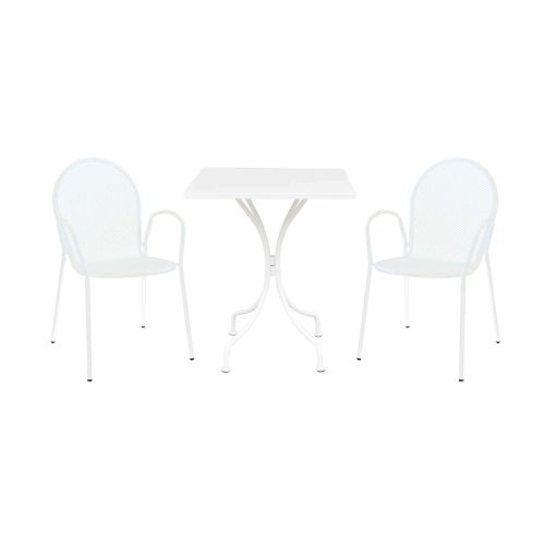 ROMANUS - set tavolo in metallo cm 60 x 60 x 72 h con 2 poltrone Maris