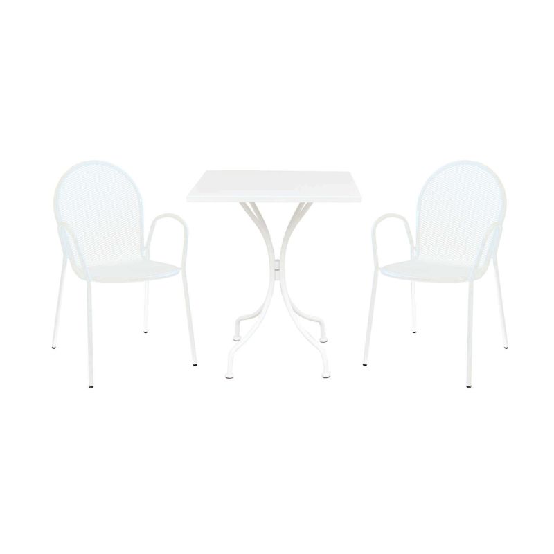 ROMANUS - set tavolo in metallo cm 60 x 60 x 72 h con 2 poltrone Maris