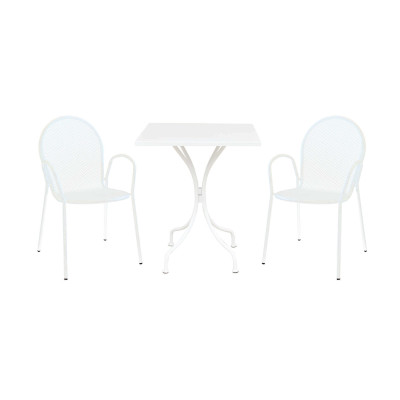 ROMANUS - set tavolo in metallo cm 60 x 60 x 72 h con 2 poltrone Maris
